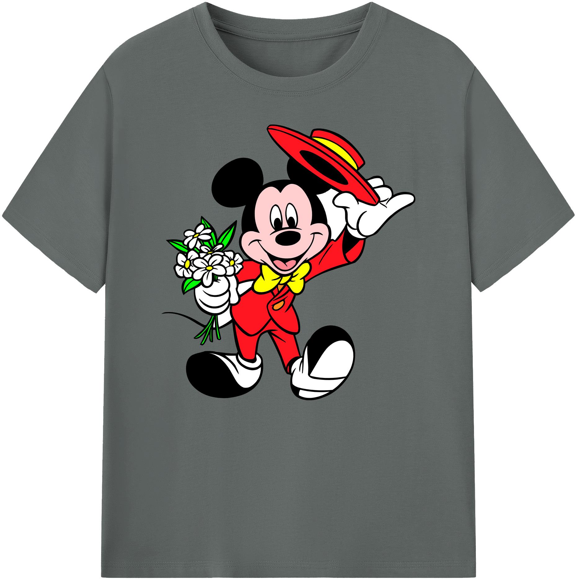 ミッキーマウス Mickey Mouse 綿100％ メンズ半袖Tシャツ｜肌触りやわらか＆通気性